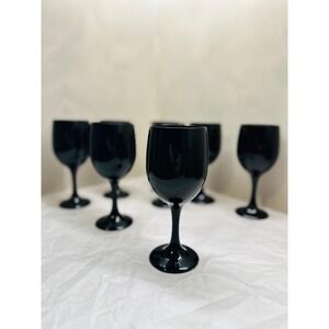 Libbey Black Amethyst Water Goblets Set 8 7in